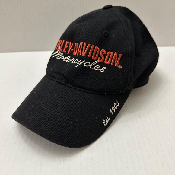 Harley Davidson Medium Black Fitted Cotton Ball Cap Embroidered Logo - Picture 2 of 9